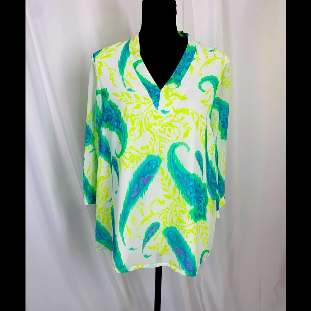 TAHARI V-Neck Multicolored Blouse